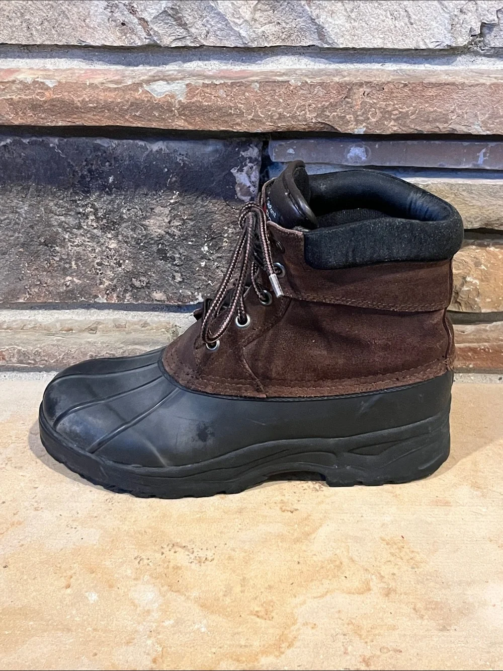 ThermoLite Brown Leather & Black Rubber Waterproof Winter Boots